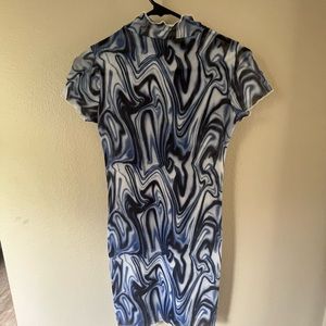 Blue & black wavy dress